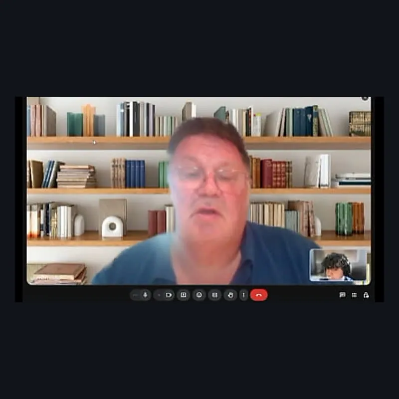 Jake on a video call with a client