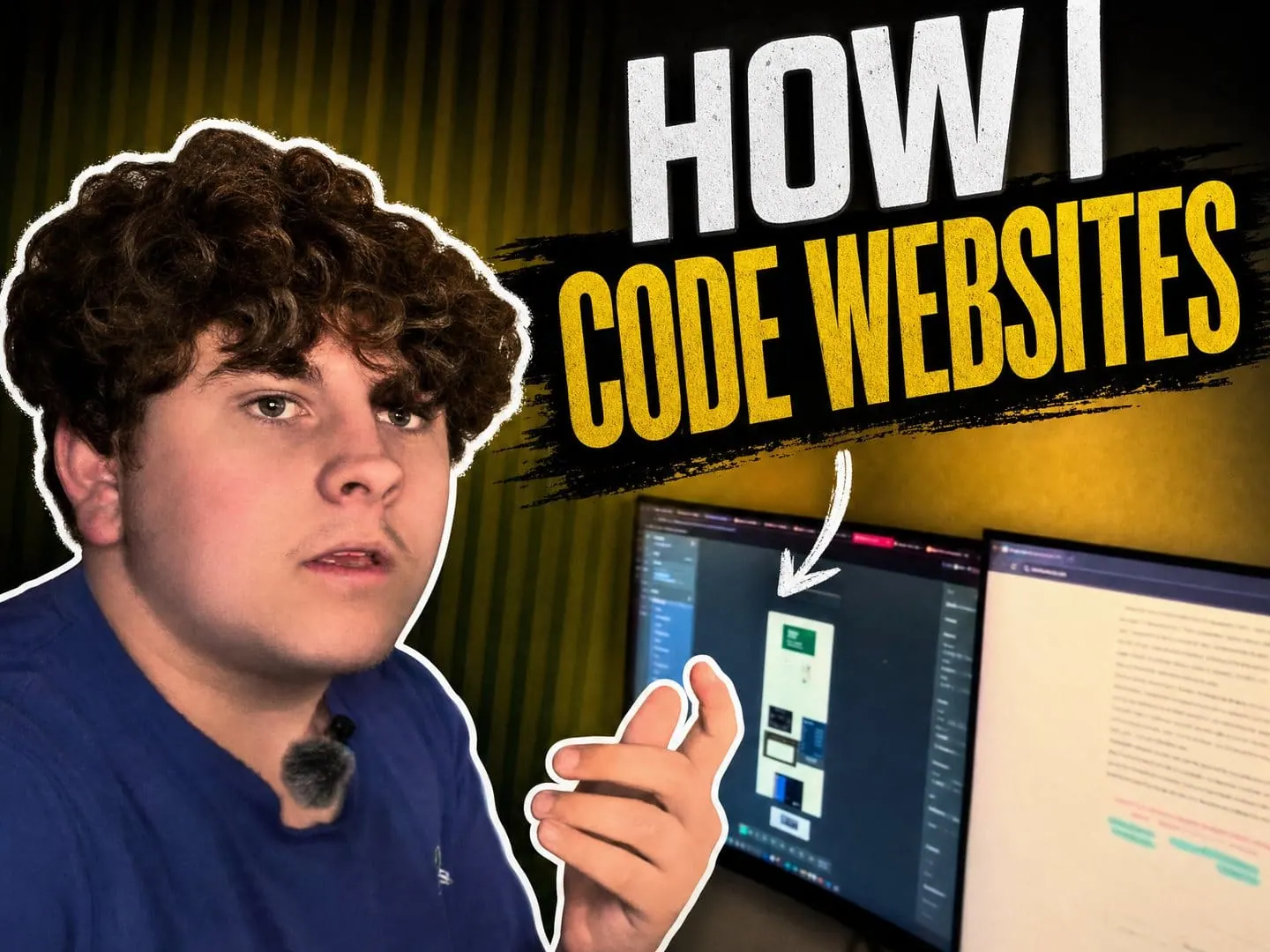 Jake at his desk explaining how he builds websites for clients